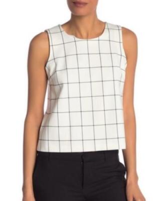 Amanda + Chelsea Tank Top Windowpane Ponte Shell B+W Womens Sz L NEW NWT N88