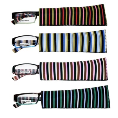Art Wear Readers Glasses +2.75 Striped Temples Matching Soft Case