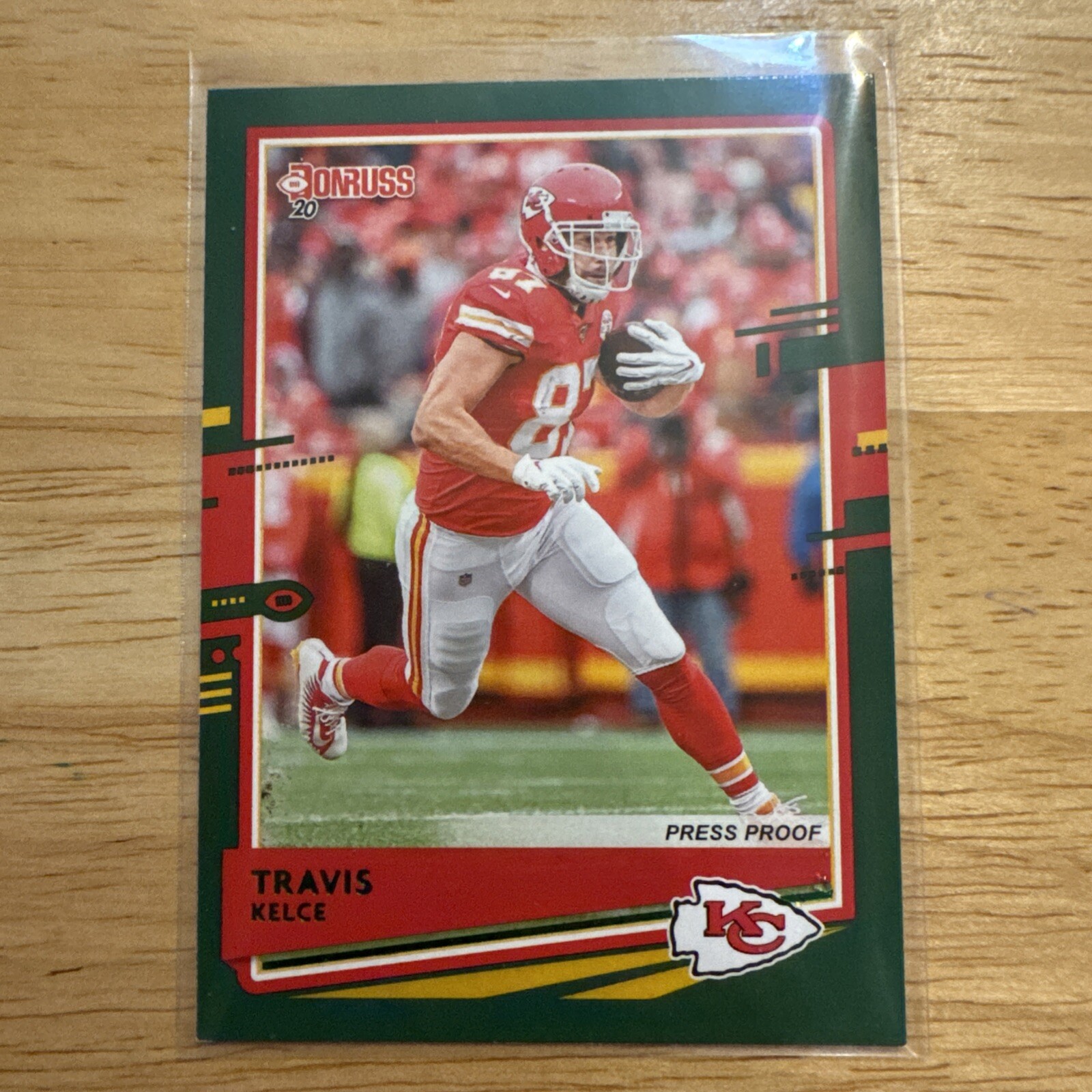 2020 Donruss Travis Kelce Press Proof Green #3 Chiefs