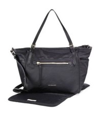 NWT NEW Burberry baby black nylon leather trim diaper bag changing pad 1095 tx
