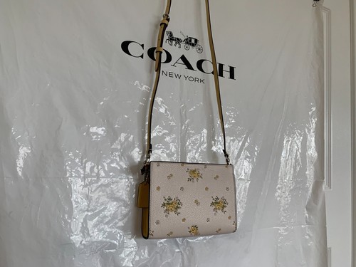 NWT COACH CAQ27 Slim Crossbody Bag with Floral Print Pebble Leather Chalk Multi - Picture 10 of 10