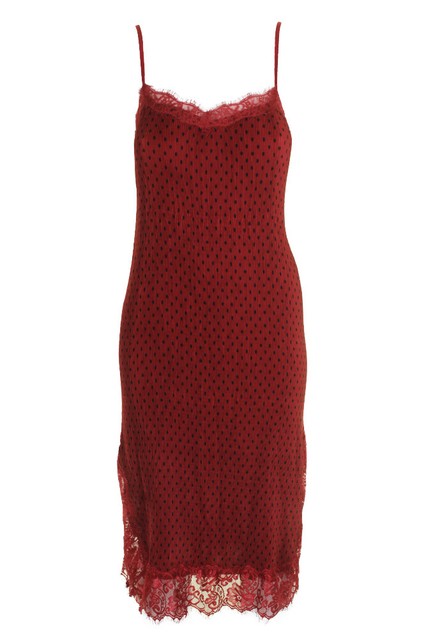 red polka dot slip dress