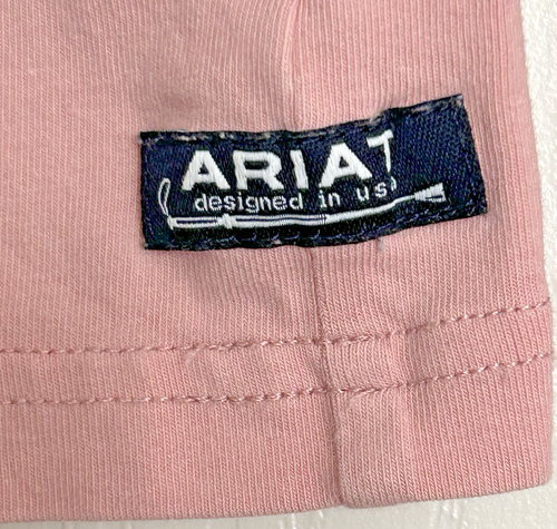 Ariat Powder Ponies Girl's T-Shirt Long Sleeve Ash Rose Size S/8 – Minor Flaw - Picture 4 of 7