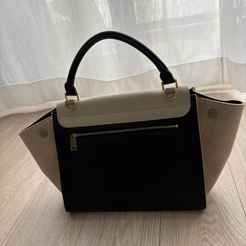 Bolso Trapecio CELINE Cuero Blanco Negro Beige Usado - Imagen 2 de 12