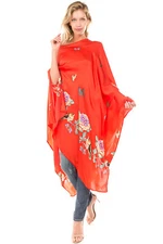 Voom by Joy Han Floral Poncho Dress Fuchsia Long Sleeve Size L