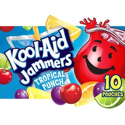 Jammers Tropical Punch Drink Pouches - 10 ct, Caffeine-Free, Kid-Friendly