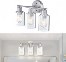 Brushed Nickel Bathroom Vanity Light, 3 Light Bathroom Light Fixtures over Mirro
