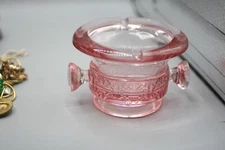 VTG Mid Century Pink  Clear Glass  Ashtray GA