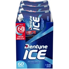 Dentyne Ice Peppermint Sugar Free Gum 6 Bottles of 60 Pieces (360 Total Pieces)