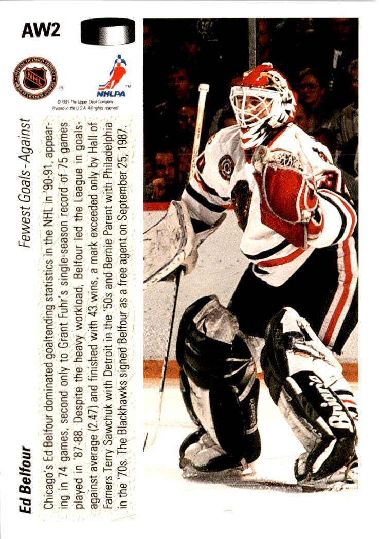 1991-92 Upper Deck #AW2 Ed Belfour Award Winner Holograms Chicago Blackhawks