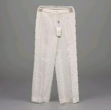 Armani Collezioni Antinea Trousers Sz 4 White Wide Leg Flat Frnt NWT Dress Pants