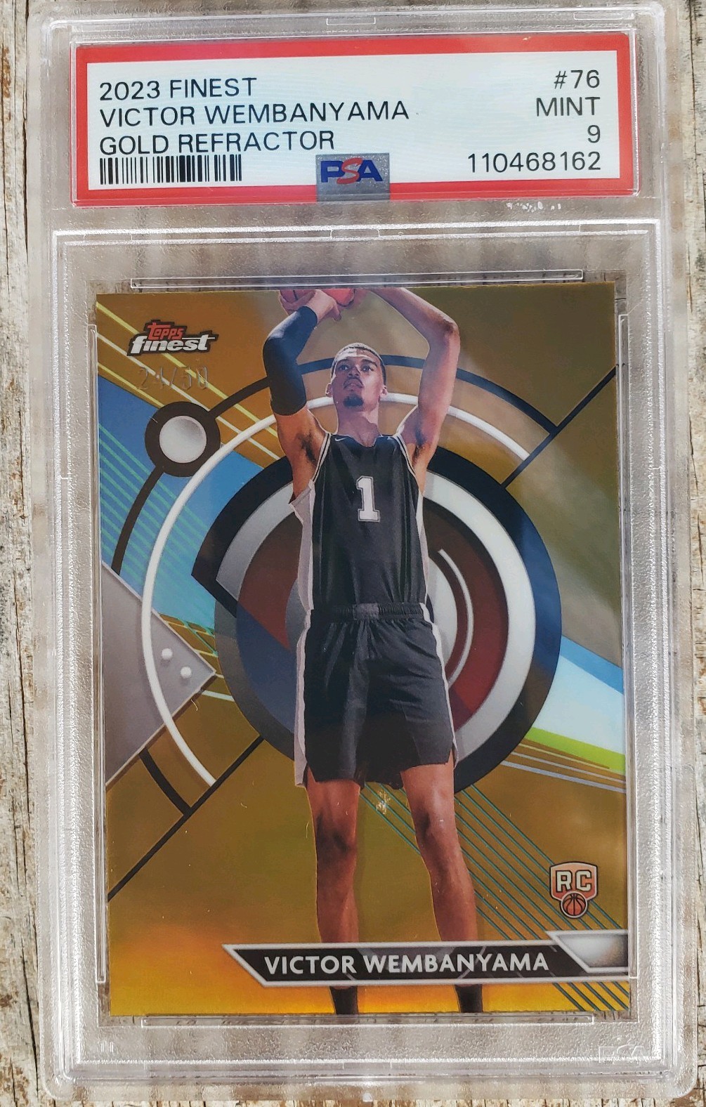 2023-24 Topps Finest Spurs Victor Wembanyama #76 GOLD Refractor /50 RC - PSA 9