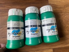 Daler Rowney System3 Acrylic Paint 500ml – Emerald Green x3 