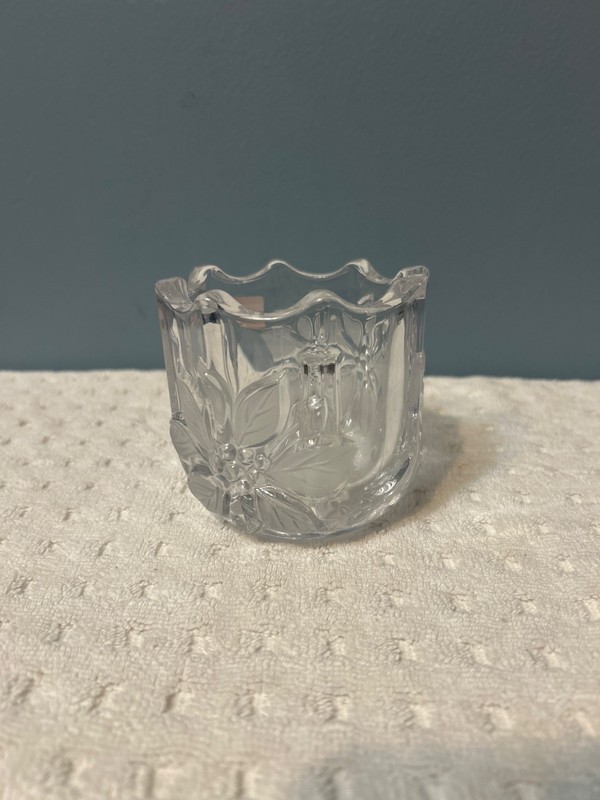 Vintage Mikasa Crystal Votive Candle Holder Poinsettia