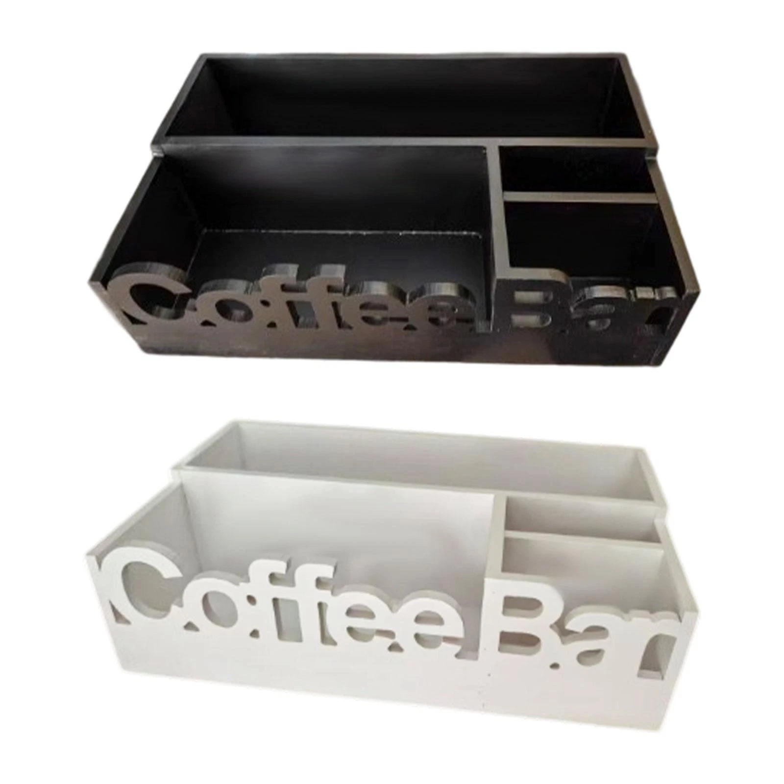 Coffee Station Organizer Rustic with Divider for Countertop Kitchen Hotel