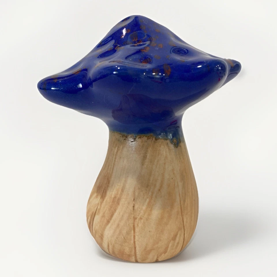 Глазурованный керамический грибной декор для помещений/улицы синий крапчатый причудливый/бохо-ядро - Изображение 4 из 4