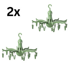 2X IKEA PRESSA Hanging Dryer 16 Clothes Pegs Octopus Design Green Foldable