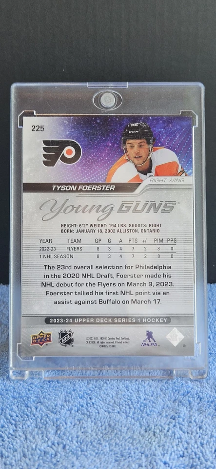 2023-24 Upper Deck Series 1 Tyson Forester Young Guns Deluxe /250 #225 Rookie - Image 4 of 4
