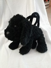 Dog Purse Black Shaggy Poodle Puppy 10" Plush Handbag Stuffed Animal