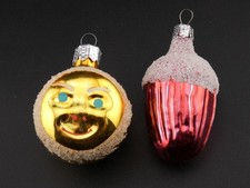 Vintage Christmas Trim A Home Mercury Glass Man on the Moon & Cupcake Ornaments