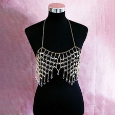 Womens Crystal Top Beach Bra Chain Bralette Ladies Bust Chest Harness Party Vest
