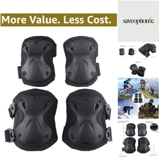 Tactical Combat Knee & Elbow Protective Pads Set for Outdoor CS Paintball Gam...