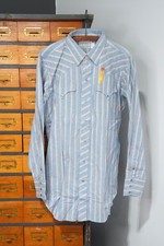 Vintage H Bar C Ranchwear Shirt Mens Large Western Pearl Snap blue striped 80s