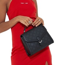 Nine West Top Handle Bag Black Embossed Logo 9x8