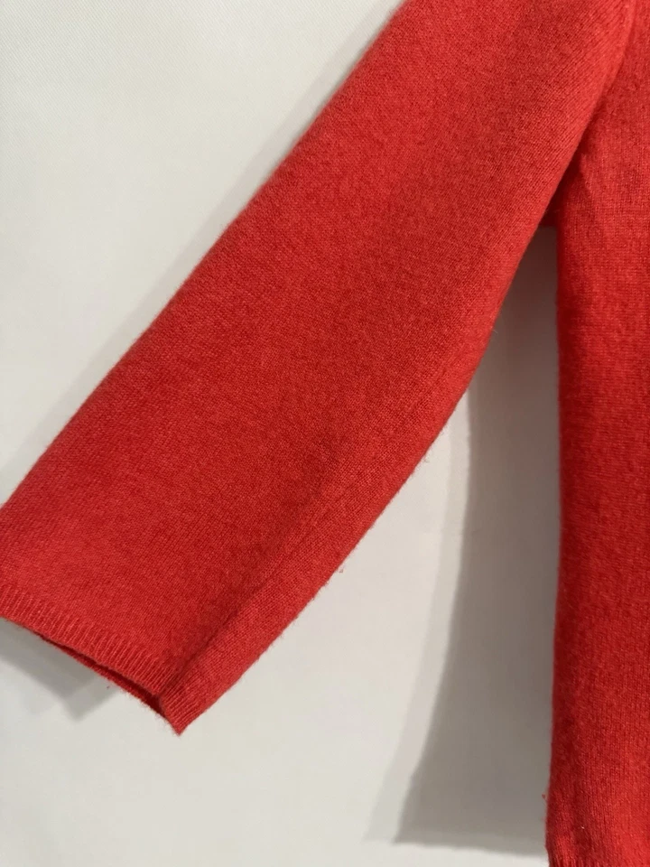 Matilde Size 46 Coral Button Cashmere Mixed Print Cardigan Sweater Floral Italy - Image 3 of 4