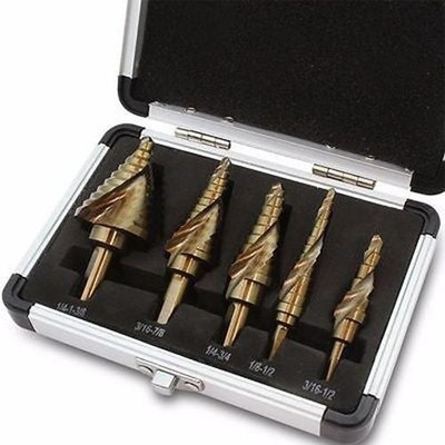 Spiral Variable Multi Step Down Drill Bit Unibit Tool Uni Stepped Colbalt Set