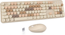 Colorful Computer Wireless Keyboards Mouse Combos, Typewriter Flexible Keys Offi