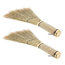 2 Pcs Broom and Dustpan Short Handled Sweeping Brush Garden Straw