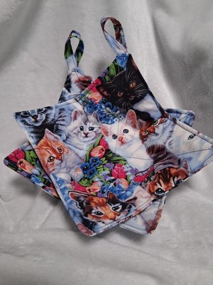 Cats Kittens bowl cozy set of 2 Standard Size Washable Reversible Soup/Ice Cream