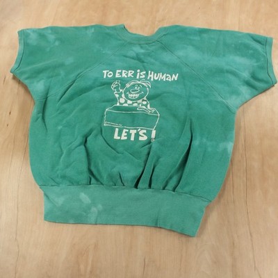 vtg 60s 70s To Err is Human - Let's! cartoon short sleeve sweatshirt fits SMALL