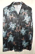 Poly Shirt Campus Studio 1 Vintage 70's Flower Print Disco Men's Large