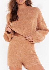 Nasty Gal Knit Sweater & Shorts Matching Lounge Set  Cozy Chic Vibes