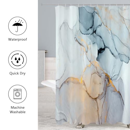 4 Pcs Bathroom Shower Curtain Set with Non-Slip Rugs, Toilet Lid Cover and - Bild 5 von 6
