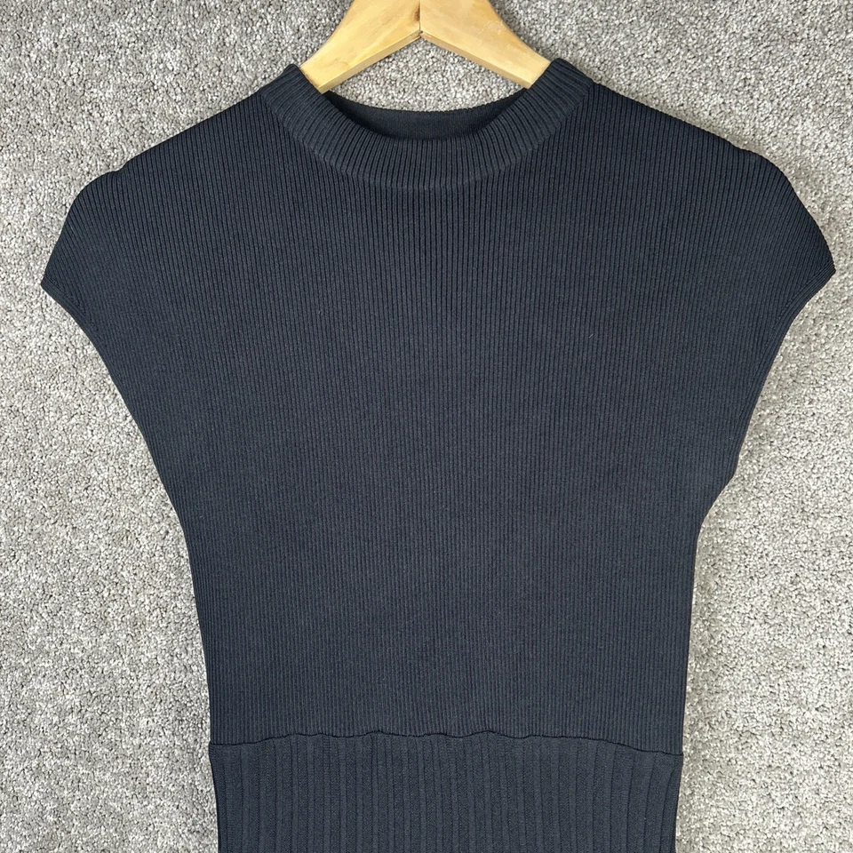 Portmans Knit Dress Size 12 / M black Sleeveless Midi Pleats Casual Work Party - image 2 of 4