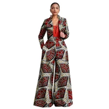African Wax Cotton Women 2-Piece Set: Jacket & Pants 2526002