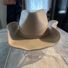 Youbadu Western Hat Beige with Rhinestone Band