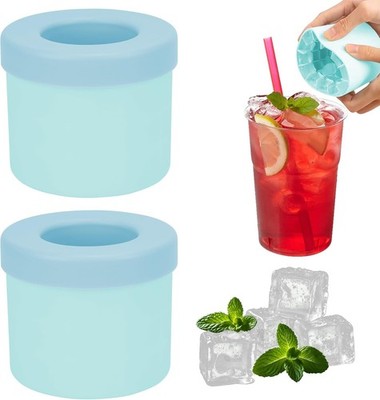 2 Pack Cylinder Silicone Ice Cube Molds, Easy-Release Ice Cube Trays for