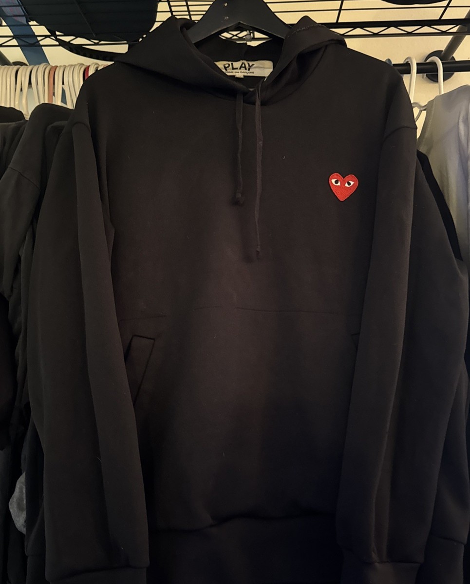 PLAY COMME DES GARCONS HOODIE IN RED HEART BLACK 