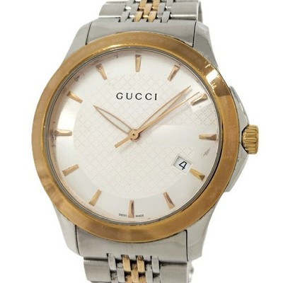 Gucci G-Timeless Herren Quarzuhr SS weißes Zifferblatt 38 mm, gebraucht aus...