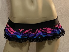 Sexy Tiger Lace Micro Mini Ruffle Skirt Lingerie Exotic Dancer Stripper Rave