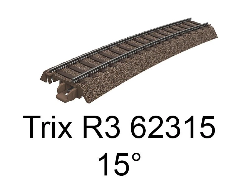 TRIX Rail courbe voie C rayon R3 15 degrés HO - Trix 62315 - Photo 1/1