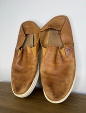 OluKai Pehuea Leather Women  s Size 9 Brown Slip On Casual Sneakers 20329-FXFX