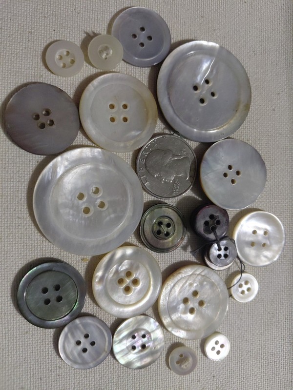 Lot of 25 Vintage Carved Mother of Pearl Buttons, Mixed Styles & Colors (#3)
