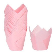 50Pcs Tulip Cupcake Liners Paper Baking Cups Pink