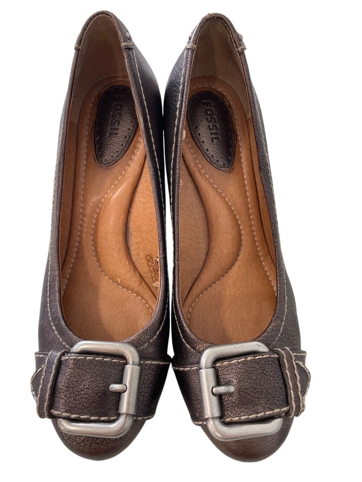 Туфли на танкетке Fossil размер 9 с пряжкой ремешком круглый носок без шнуровки кожа для карьеры офиса - Изображение 2 из 4