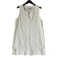 Gretchen Scott Designs Sleeveless Tunic Dress Floral Textured Cotton Casual sz L